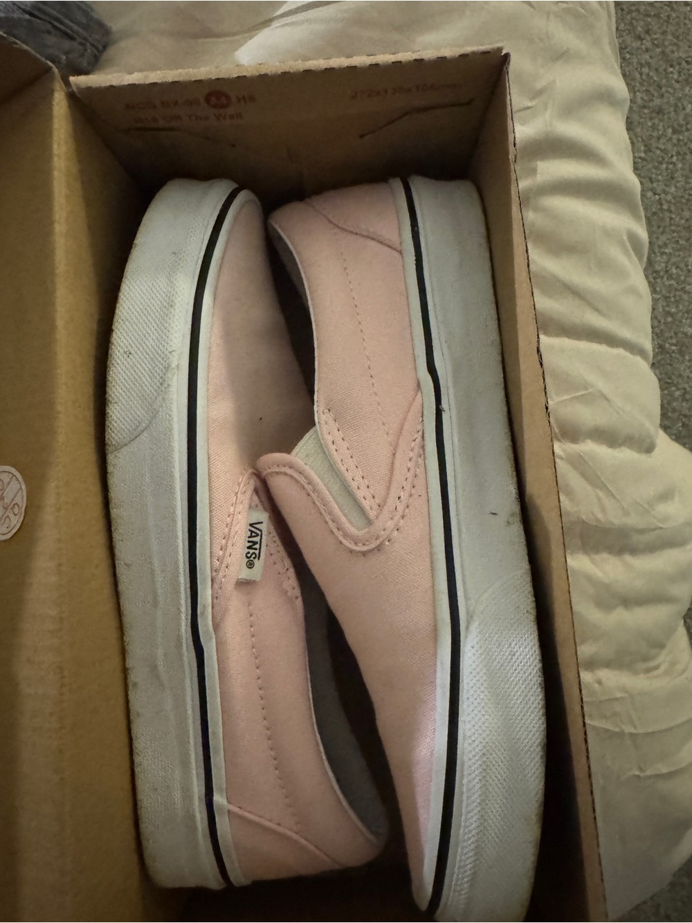 Vans Kids Slip-On Canvas Sneakers in Pale Pink
